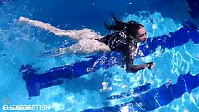 latex jessica bunny underwater pussy pool fuck