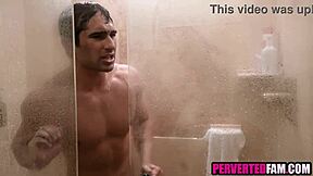 Young Stepson Catches Busty Stepmom Spying Then Slams Granny Pussy