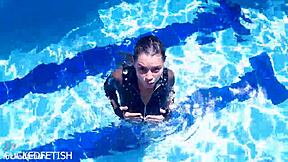 latex jessica bunny underwater pussy pool fuck