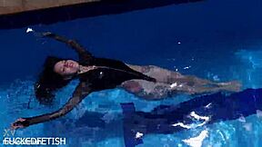 latex jessica bunny underwater pussy pool fuck