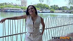 Busty colombian Sofia Ruiz rides juicy cock on pepeporn moaning loud