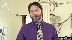 naughty ebony teen charlie rae begs white stepdad's monster cock to make her happy