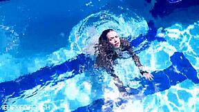 latex jessica bunny underwater pussy pool fuck