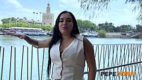 Busty colombian Sofia Ruiz rides juicy cock on pepeporn moaning loud