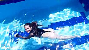 latex jessica bunny underwater pussy pool fuck