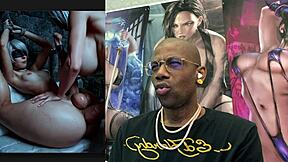 Thicc transgender 2b with big breasts fucks 9s tight ass until creampie explosion