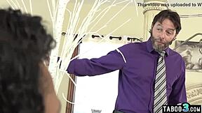 naughty ebony teen charlie rae begs white stepdad's monster cock to make her happy