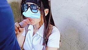pinay college slut sloppy deepthroats construction worker cock