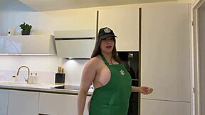 Facefucking Big Ass Barista Luna Doll Deepthroat Pussy Lick Rough Garage Sex