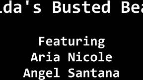 Angel santana catches aria nicole spreading shaved pussy backstage at florida beaches