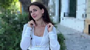 she sells panties to stranger then fucks him at his house outdoor flashing petite brunette