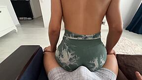 Feels amazing grinding stepsister's big ass in leggings on my cock