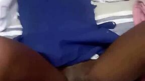 black teen shows wet pussy sucks vibe for daddy 👅