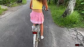 cutie 18yo learns ridin bike n stranger's cock... creampie finish 😜