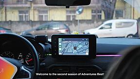 Winter Snow Teases Tanned Brunette's Big Ass Outdoor Flashing Adventure