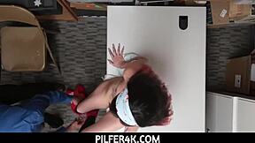 security guard deep fucks pilfering teen angel del rey pov