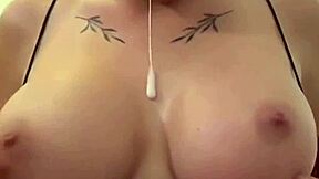 Big tits brunette gives juicy sloppy tittyfuck pov after gym