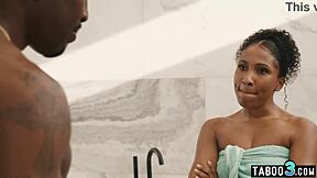 😍 petite ebony olivia jay in shower masturbating on big black cock 🍆💦