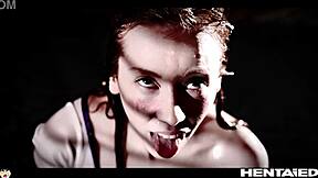 Petite horny 18+ teen lays alien eggs via monster cock creampie birth