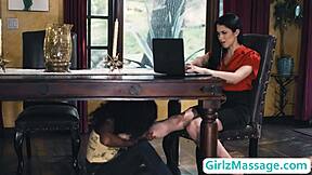 nasty lesbians 👅 massage into wet pussy licking frenzy 😈