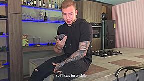 Blonde milf rides hijastro cowgirl while he's on call with his girlfriend outdoors