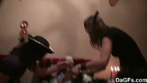 Ever seen hot costume teens in a steamy lesbo threesome?
