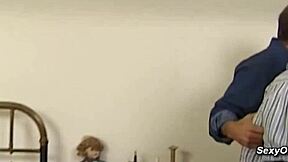 blonde german granny sucks cock and rides guy in stockings