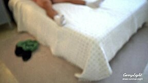 Step mom catches son stroking and milks his cum quick onto her tight pussy