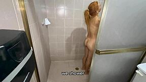 shower sex with petite 18yo mexican... closeup hd... her tight pussy in spanish!