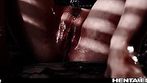 Petite horny 18+ teen lays alien eggs via monster cock creampie birth