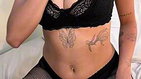 Goth college coed slut flaunts her huge natural tits for boyfriend