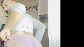 blonde big natural tits babe showers ass fun