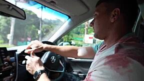 wanna watch deep blowjob in car while no one's around risky pov cumshot?