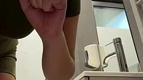 Gym public anal closeup with fat teen dildo toy