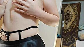 skinny student teen bends over for rough femdom pov wife fuck