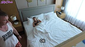 stepmom's hotel bed tempts stepson to forbidden fun?