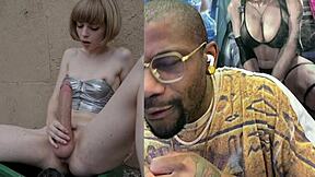 naked petite transgender jerks huge cock in dumpster till cum!