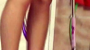 Naughty Russian Daisy masturbates round tits with dildo close-up