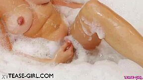 sweet teen brunette relaxes in sensual bath alone