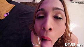 Tranny Bounces On Cock Gulps Down Every Drop!