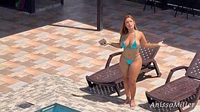 stepmom spots stepson jerking off while sunbathing