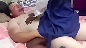 black schoolgirl sucks & rides stepdaddy's cock sensually 😈🍫