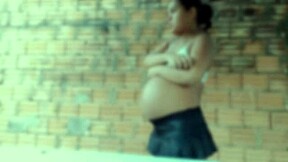 sexy pregnant babe spreads juicy pussy and asshole for cock teasing