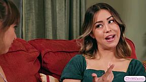 latina devours sister-in-law's hairy pussy hungrily