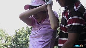 Golf Court Strip Tease Turns into Bent Over Big Ass Hardcore Pounding