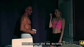 stepdaddy gives son's tight pigtail girlfriend kitchen pounding