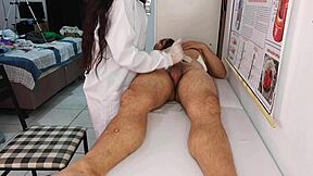 Skinny nurse gasps at patient's monster cock then sucks wet!