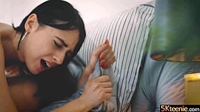 skinny brunette latina marceline moreno deepthroats monster cock rides to orgasm