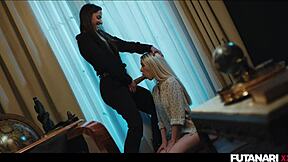 Cute Petite Blonde Nata Gold Facefucked by Futa Shemale Amirah