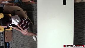 lp officer pounds asian shoplifter's tight pussy in office hardcore